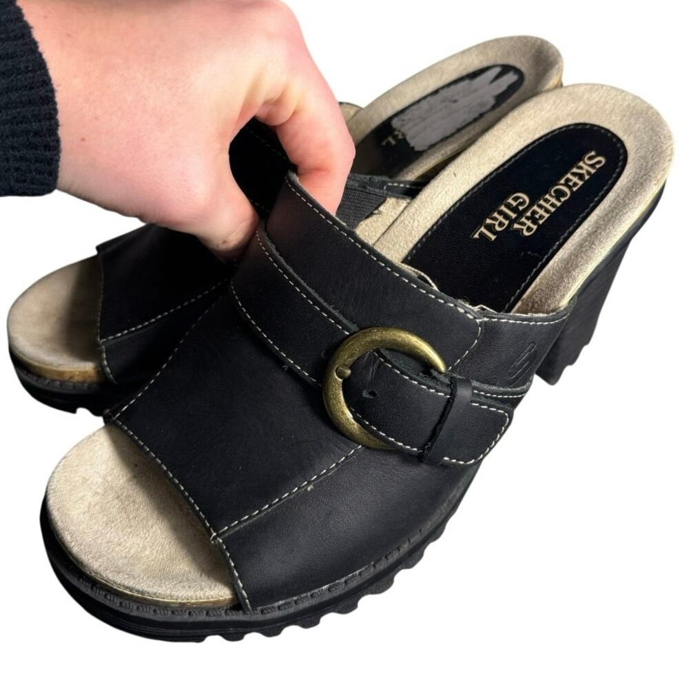Vintage Y2K 90s Chunky Grunge Skechers Leather Heel Sandals Size 7 - Picture 3 of 8